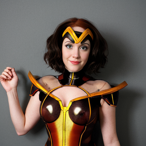 April O’Neil as an insect-woman with auburn wavy short hair