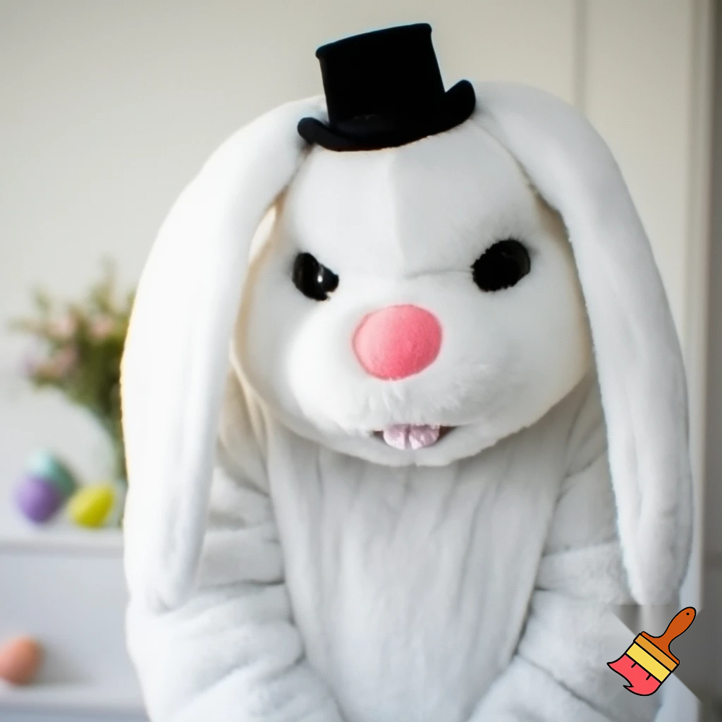 Easter bunny mascot costume top hat Easter only sells house