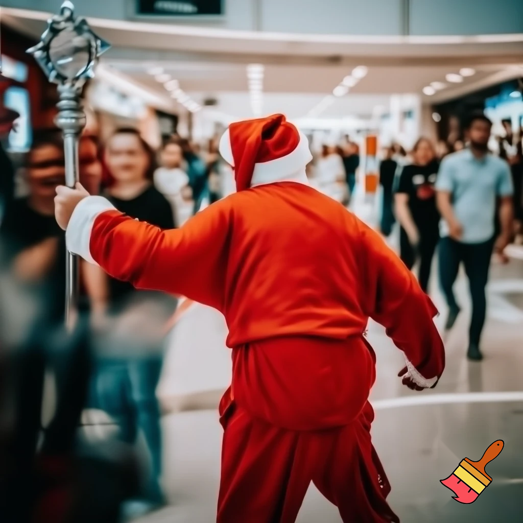 Santa Claus dancing shopping Centre walking Australian magic walking stick walking stick star