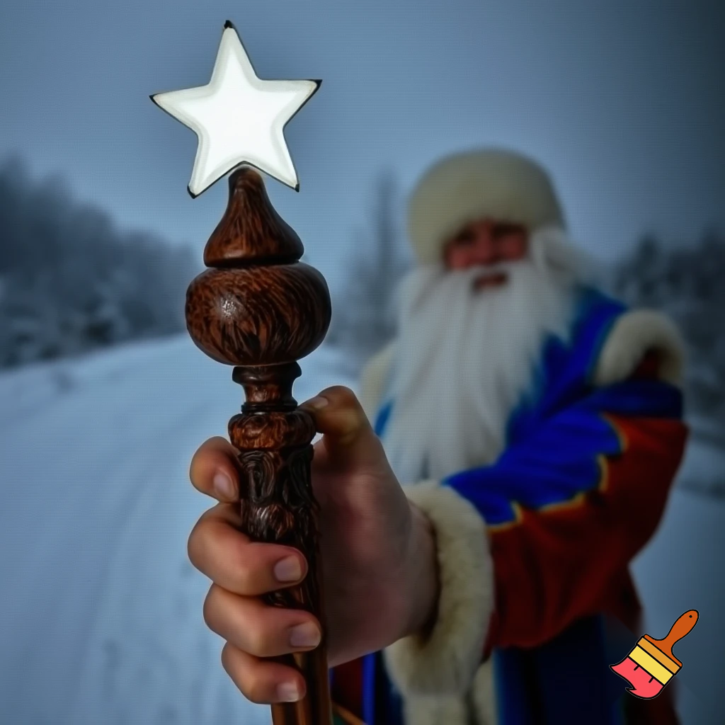 Russian Santa Claus walking stick with a star Santa Claus the real Santa Claus