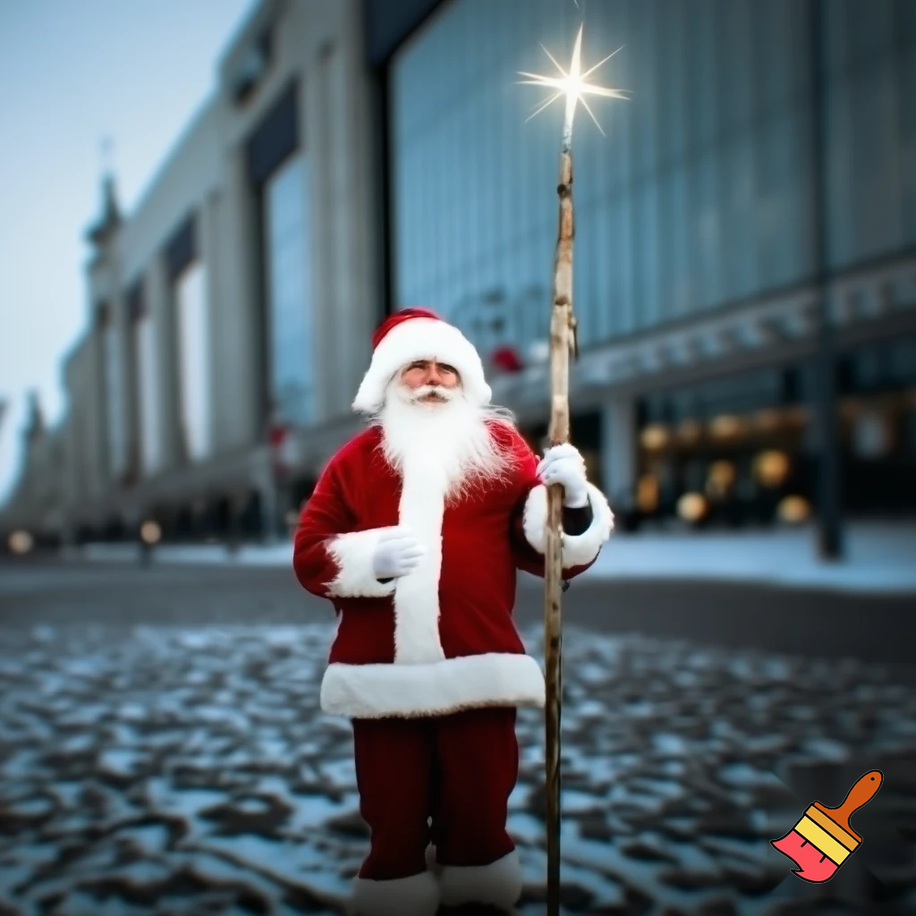  Santa Claus, Russia walking stick with a star shopping centre