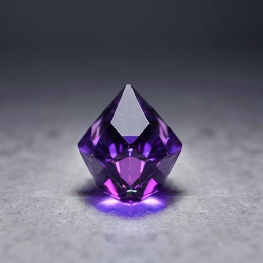 Concept art for a 3 legged creature made of 4 diamond like shapes purple crystal