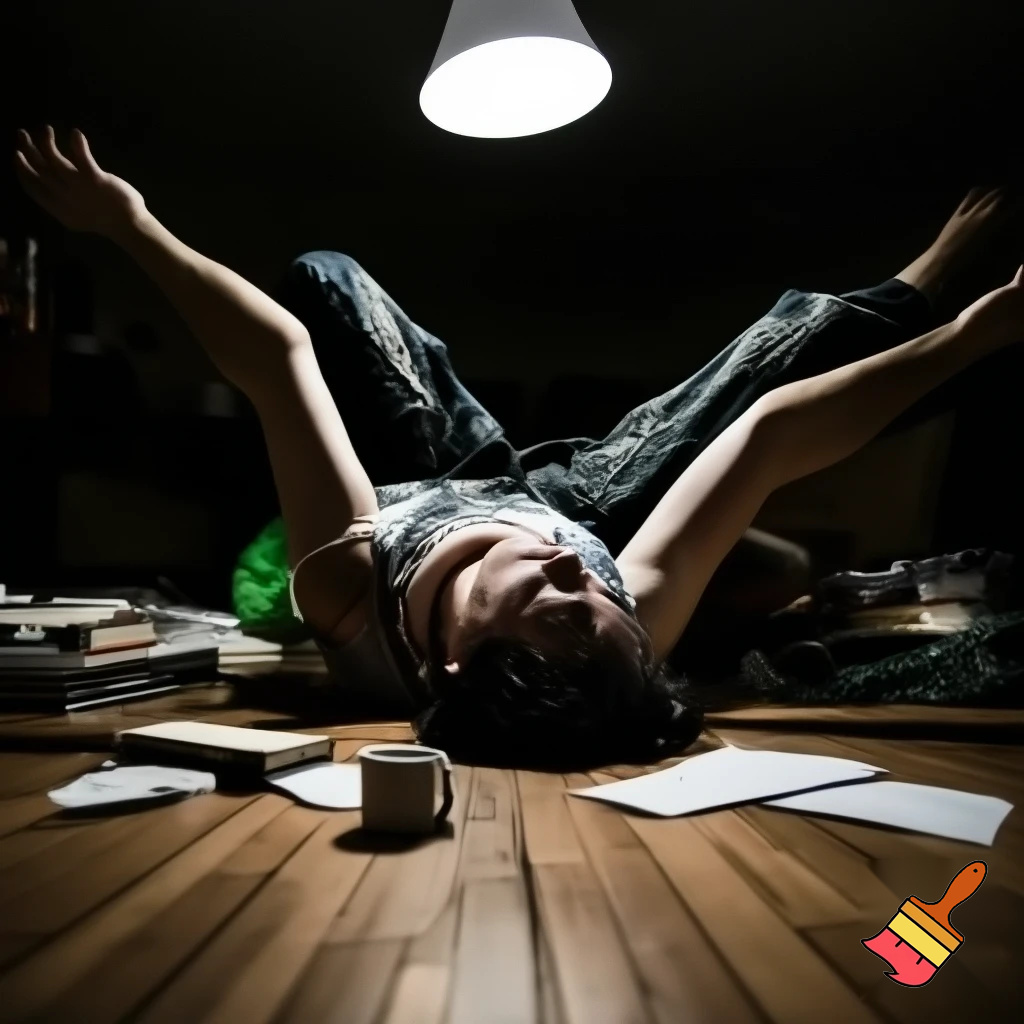 person having an epileptic seizure with objets around