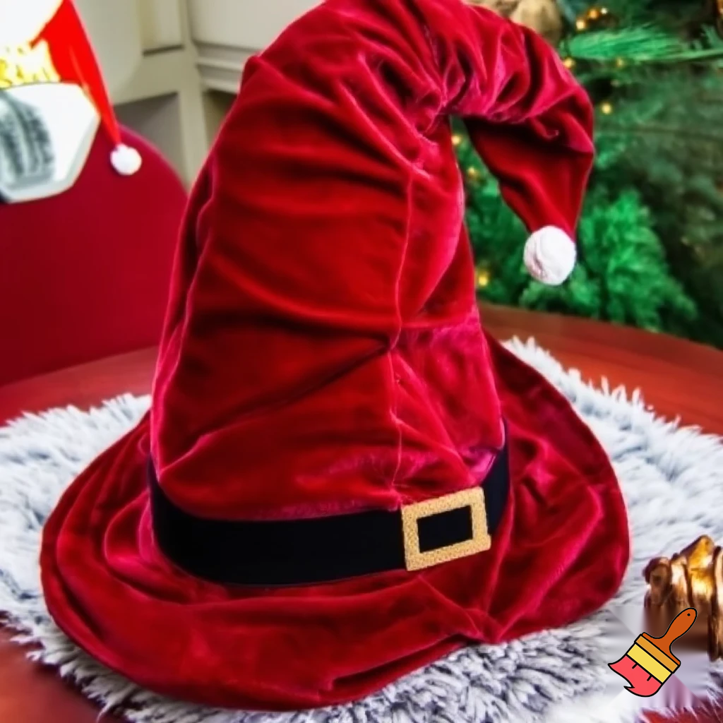 Christmas wizard hat velvet and fabric Santa Claus hat