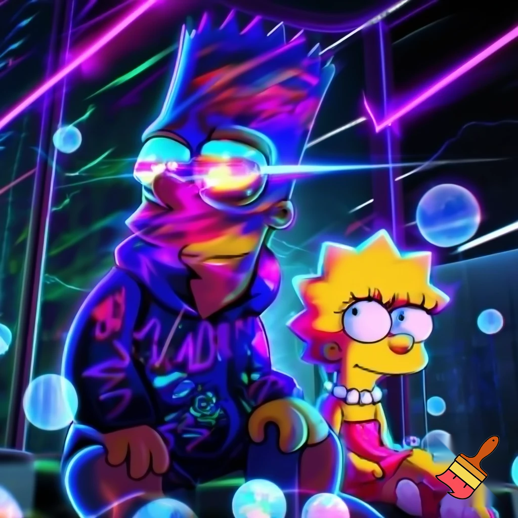 BART SIMPSON ANIME BOBA VIBES AND LASER EYES WATCHING ANIME WITH LISA SIMPSON