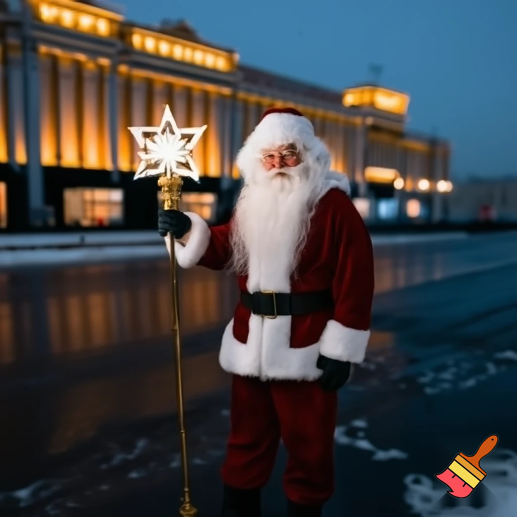  Santa Claus, Russia walking stick with a star shopping centre