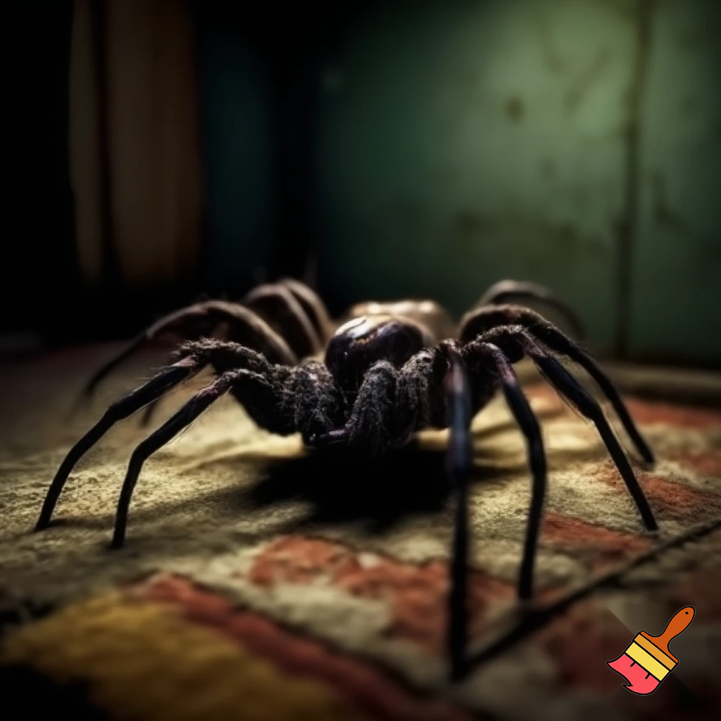 an big spider in a small room above to die