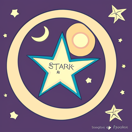 Star and a moon funky cartoon style