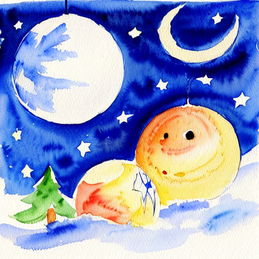 Star and moon christmas cartoon