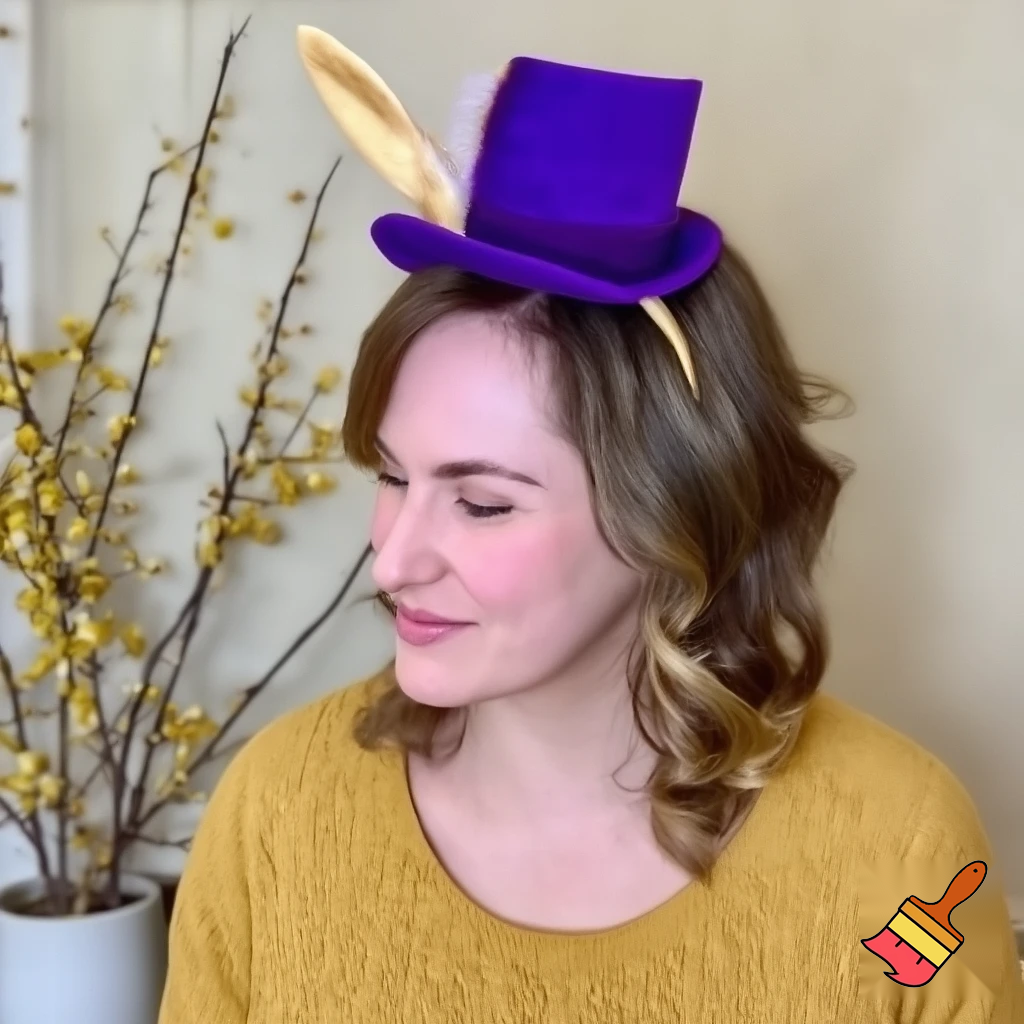 Easter bunny top hat headband, purple white with gold glitter fabric and velvet velvet gold special gold and delicate