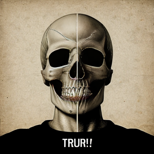 Je veux une image avec marqué dessus "La vérité se trouve ici". Avec derrière une image de tête de mort dans le style graphique anonymous.