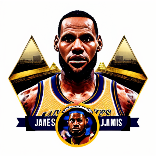 generate a lebron james image with the title pyramid_hq the goat