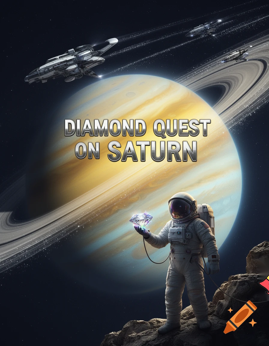 a poster to go diamond hunting on the planet Saturn