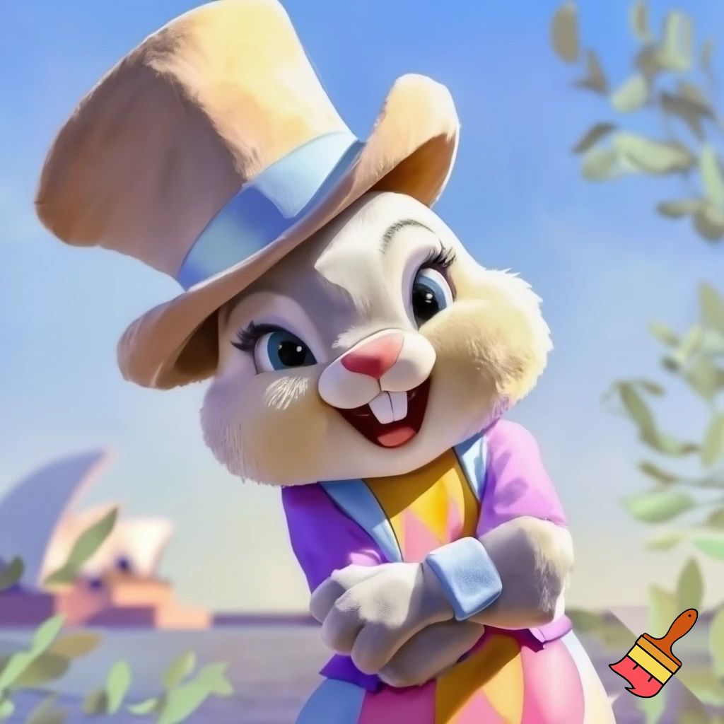Easter bunny mascot Disneyland costume with the top hat Australia