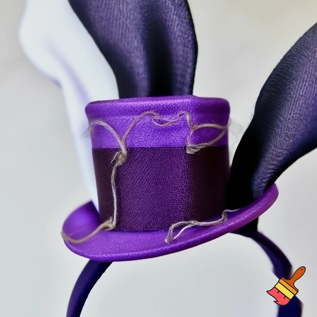 Easter bunny top hat headband, purple and white gold and silver top hat black purple dark purple