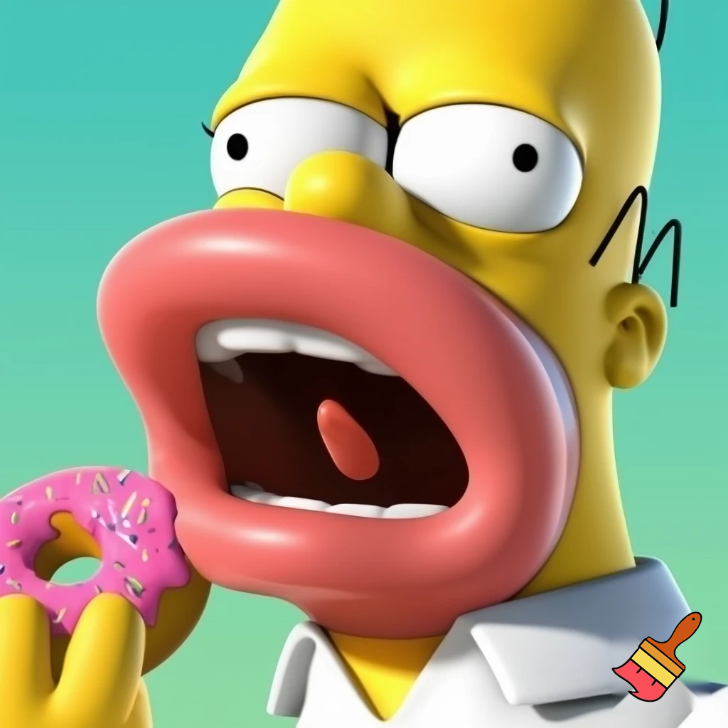 Homer Simpson with  massive lips