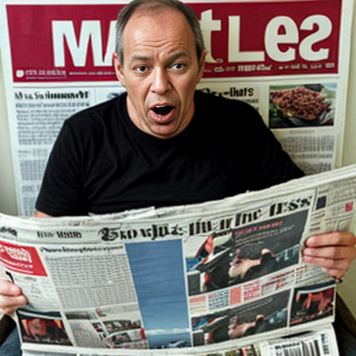 man eating newspaper