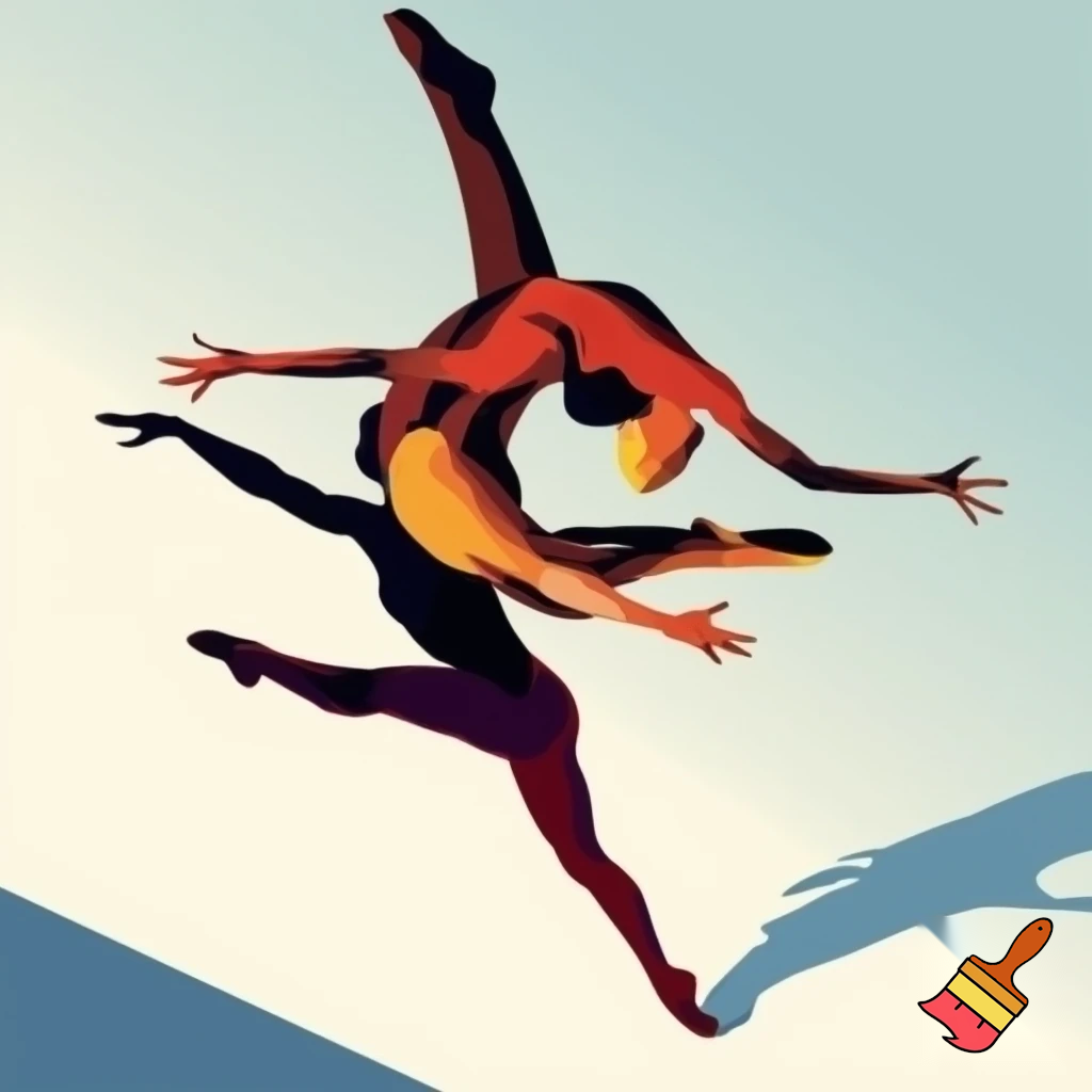 drawing graphik abstract acrobatic duo
