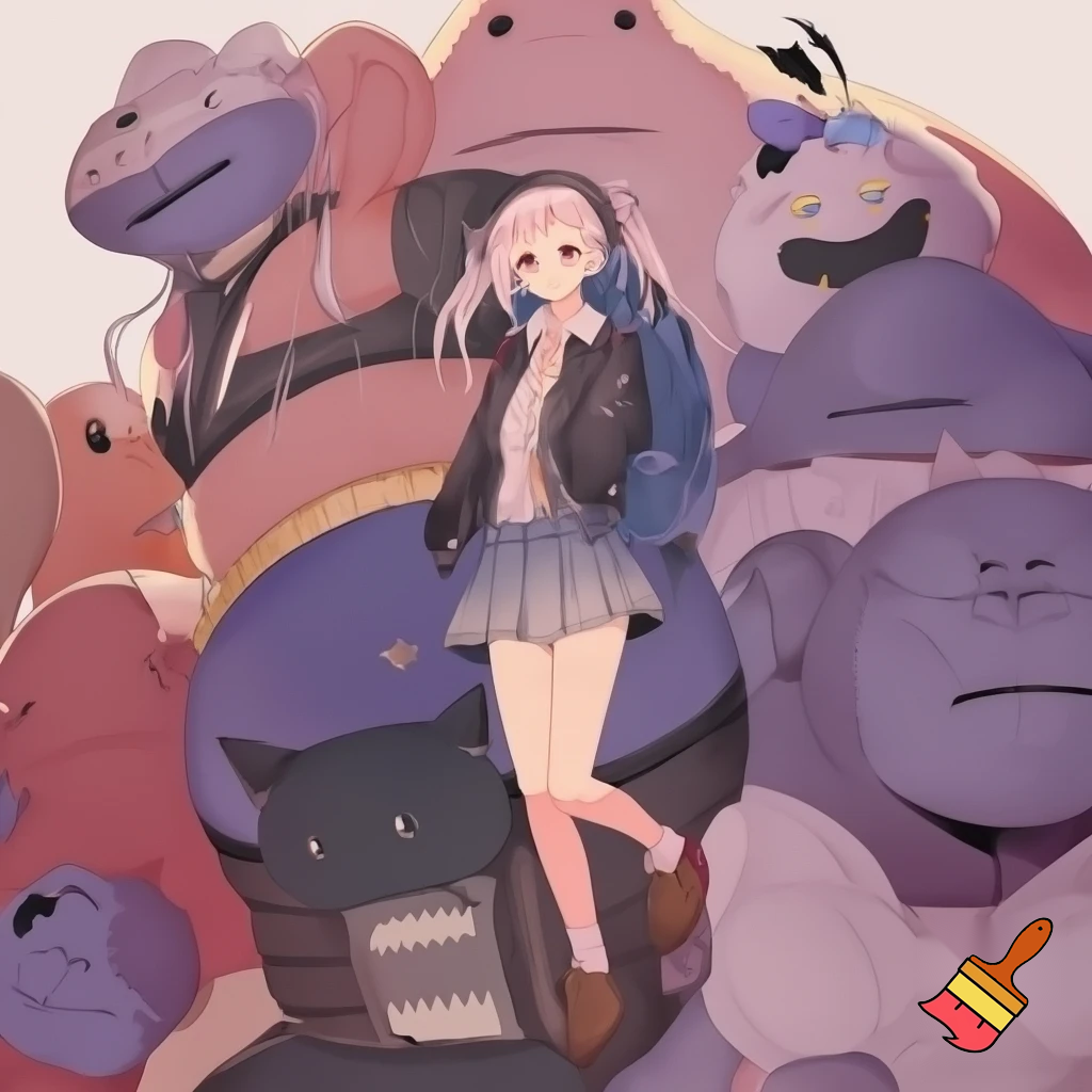 Anime schoolgirl with huge tiddies.