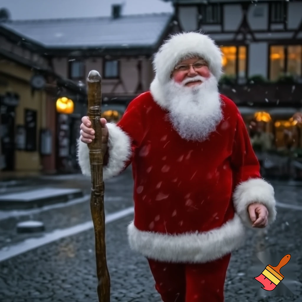 Santa Claus is walking stick