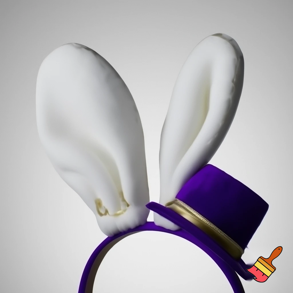 Easter bunny top hat headband, purple and white with gold