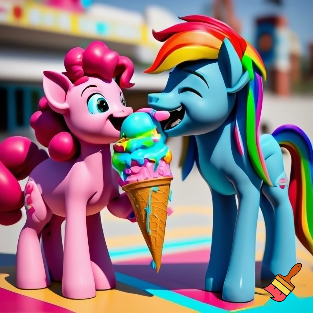  Pinkie pie and rainbow dash with ice cream 