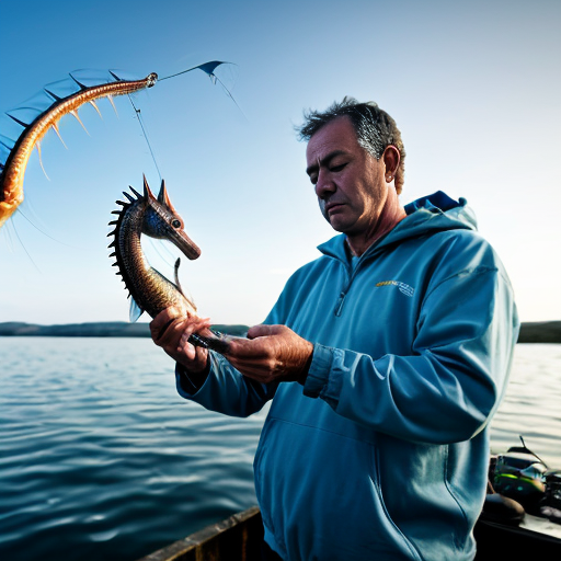 Immagine di un pescatore pensieroso ed indeciso su quale tecnica alieutica debba usare per catturare un cavalluccio marino.
Mostrare le diverse possibilità in una serie di nuvolette nel cielo azzurro.
Lo stile deve essere cartoon.