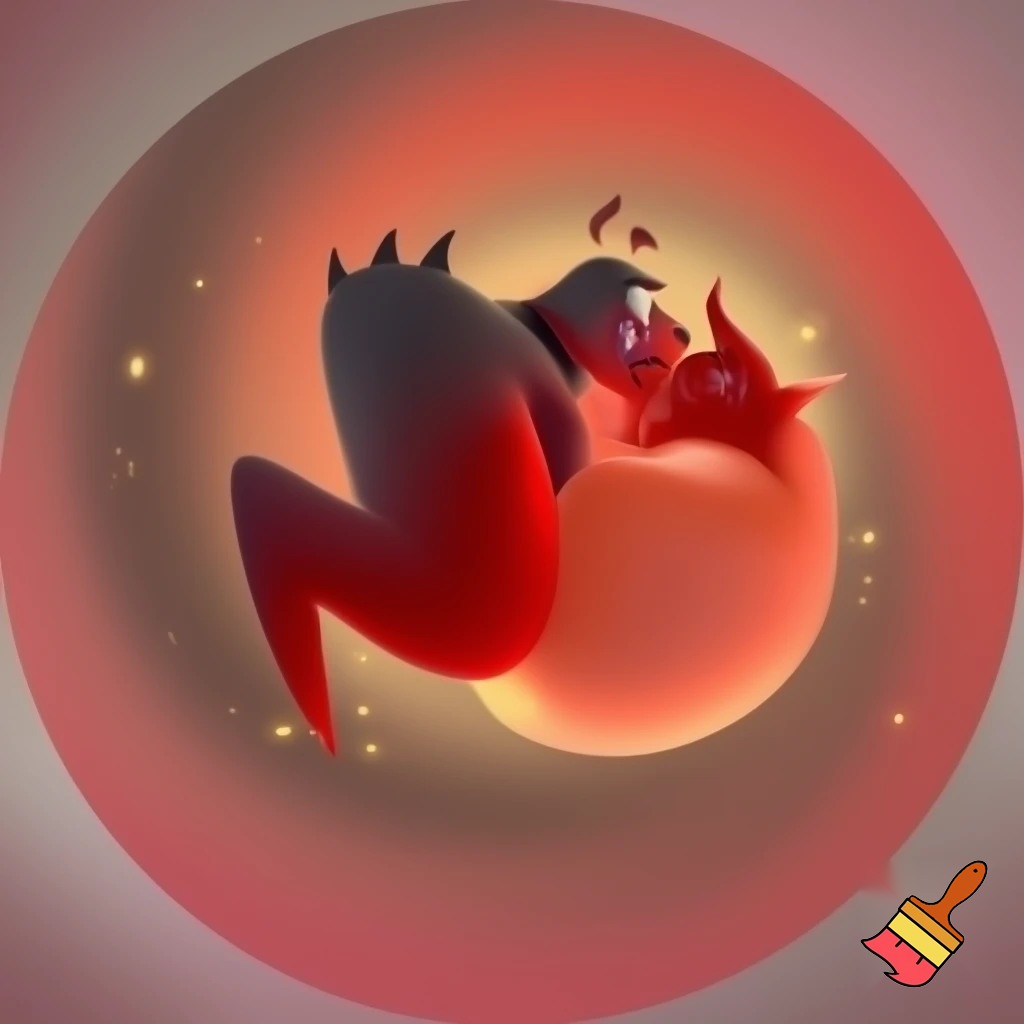 Can you create a devil kissing a butt? The image must be round.