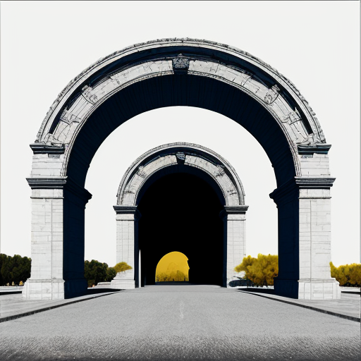 Colorize an arch with multiple abstract figures in Tanguy  style