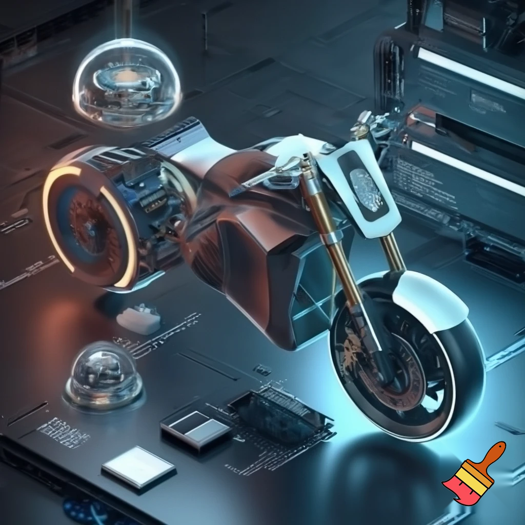 “Ultra-detailed futuristic engineering blueprint + 3D render of a hybrid machine combining an electric motorcycle, a central high-performance computer core, and a compact spherical washing module. Exposed internal wiring, carbon-fiber chassis, titanium components, holographic interface, LED contour lighting, exploded view sections, technical labels, sci-fi laboratory environment, 8K resolution, hyper-realistic, high-tech design, isometric perspective.” with plnacha y dobla raopa
