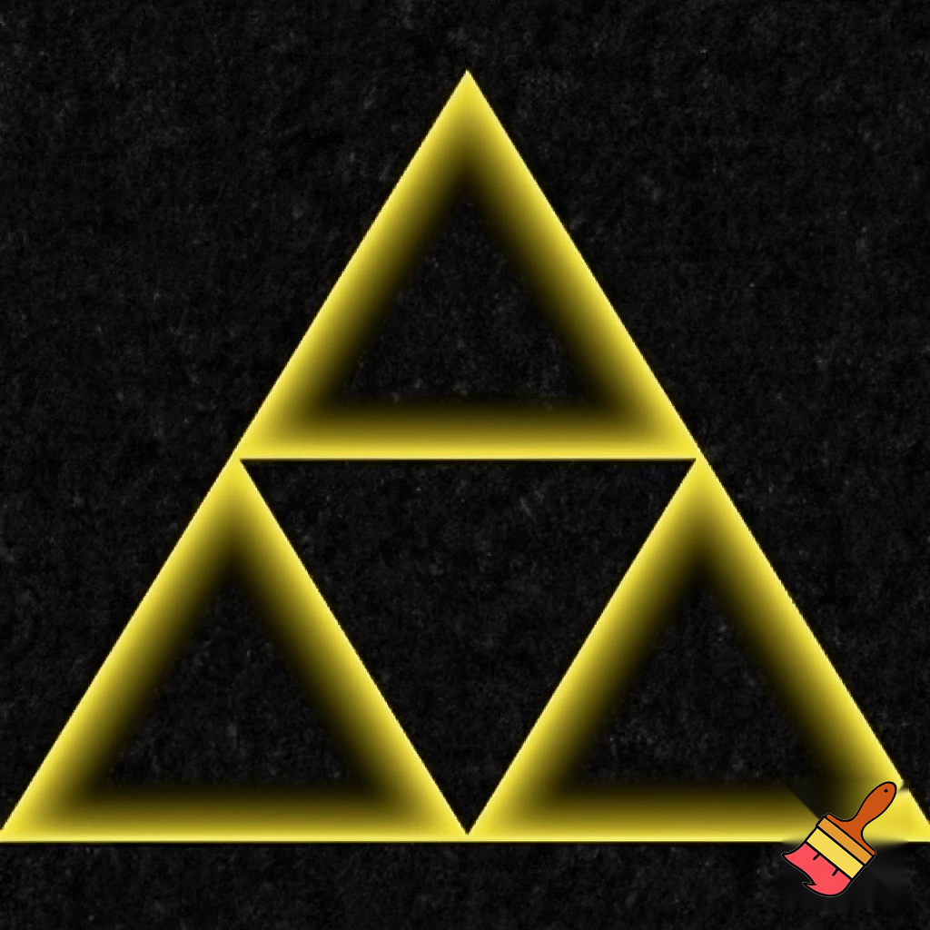 I would like the triforce from Zelda with a black backround  and the triangles being amarillo