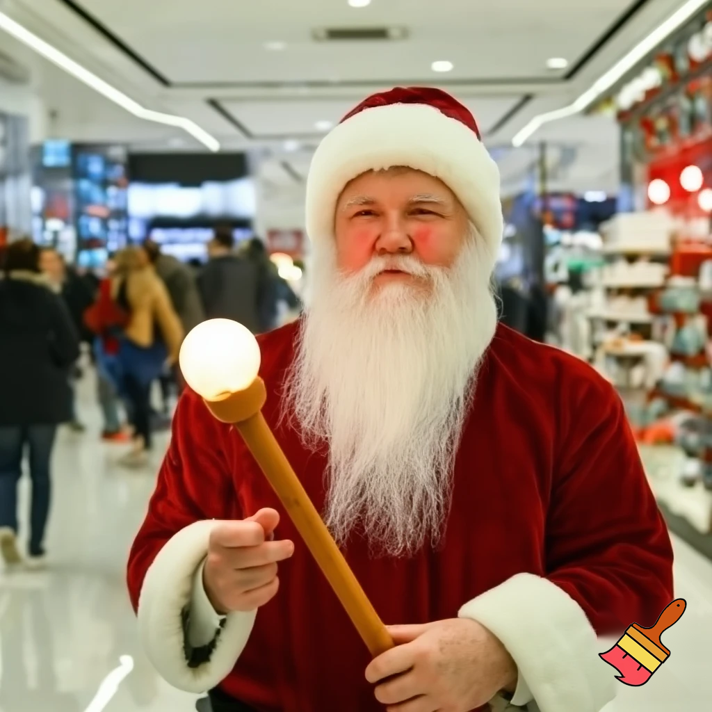 Santa Claus magic walking stick staff Russia shopping Centre