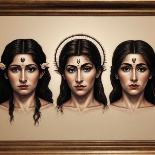 Picture of  the faces of the goddesses Lilith ,Kali,  and Brigid 