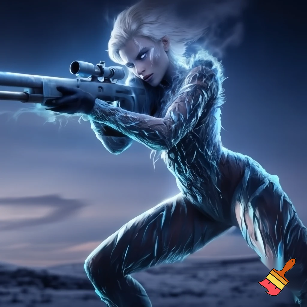 Killer Frost Crystal Frost using a sniper rifle 