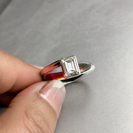 a ring with one large rectangular baguette-cut stone