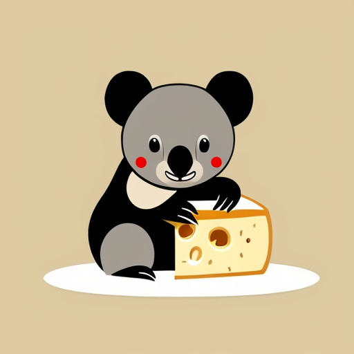 a koala eating cheese
