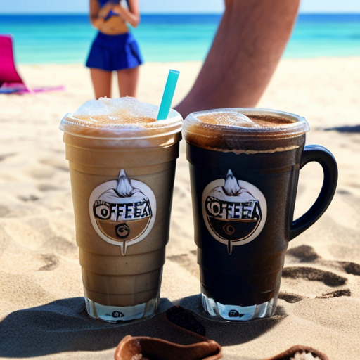 Goretzka drink coffee and Vanessa drink coffee at the beach