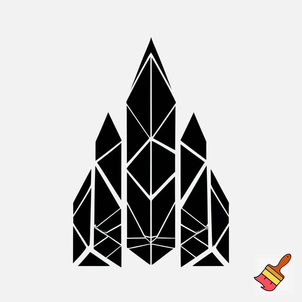 logo, black and white, of a crystal chathdral
