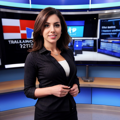 Female news anchor in her ripped shirt