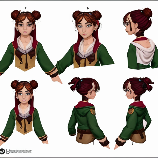 a reference sheet for a girl character design