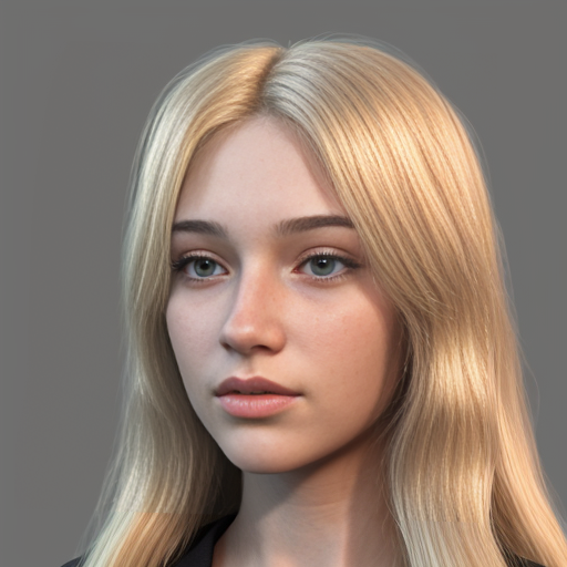 an 18 year old girl with long blond hair realistic