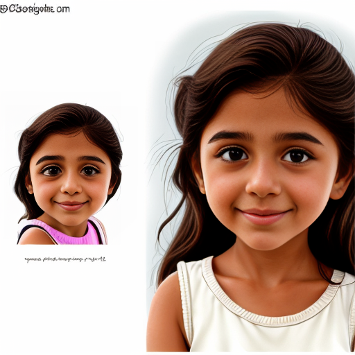 little brown girl with brown hair and brown eyes realistic cartoon