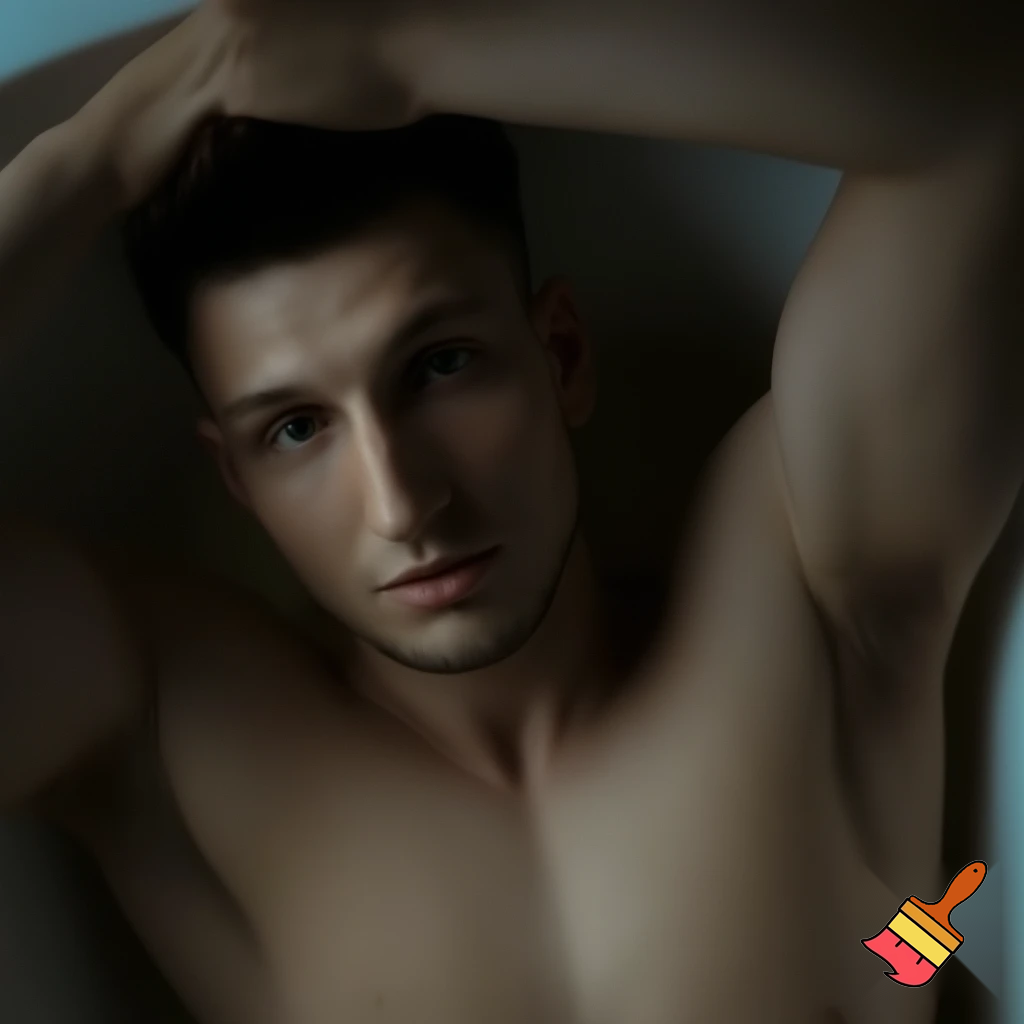                                                                                                                a naked man laying in the bathtub 