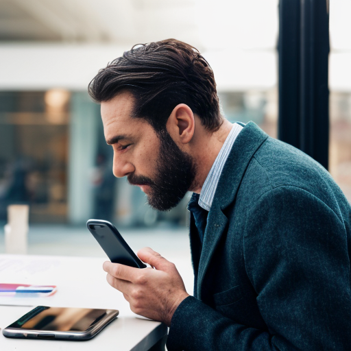 A man looked at phone