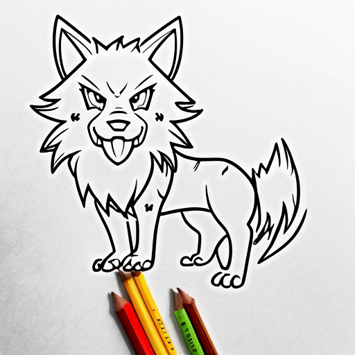 pokemon digimon tails prower mix styles wolf yellow orange and red patterns anime