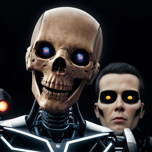 4 dead robots and 1 robot that is looking devastated that all his friends are dead
