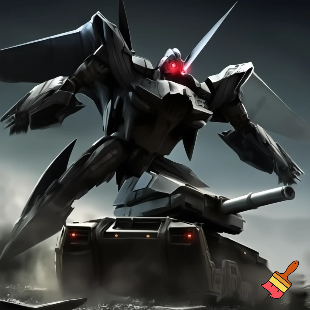 A Decepticon, made from a mix of a F-22 raptor and a mobile artillery tank
