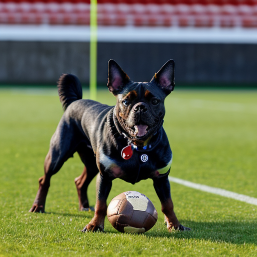 a dog playing brittish football
