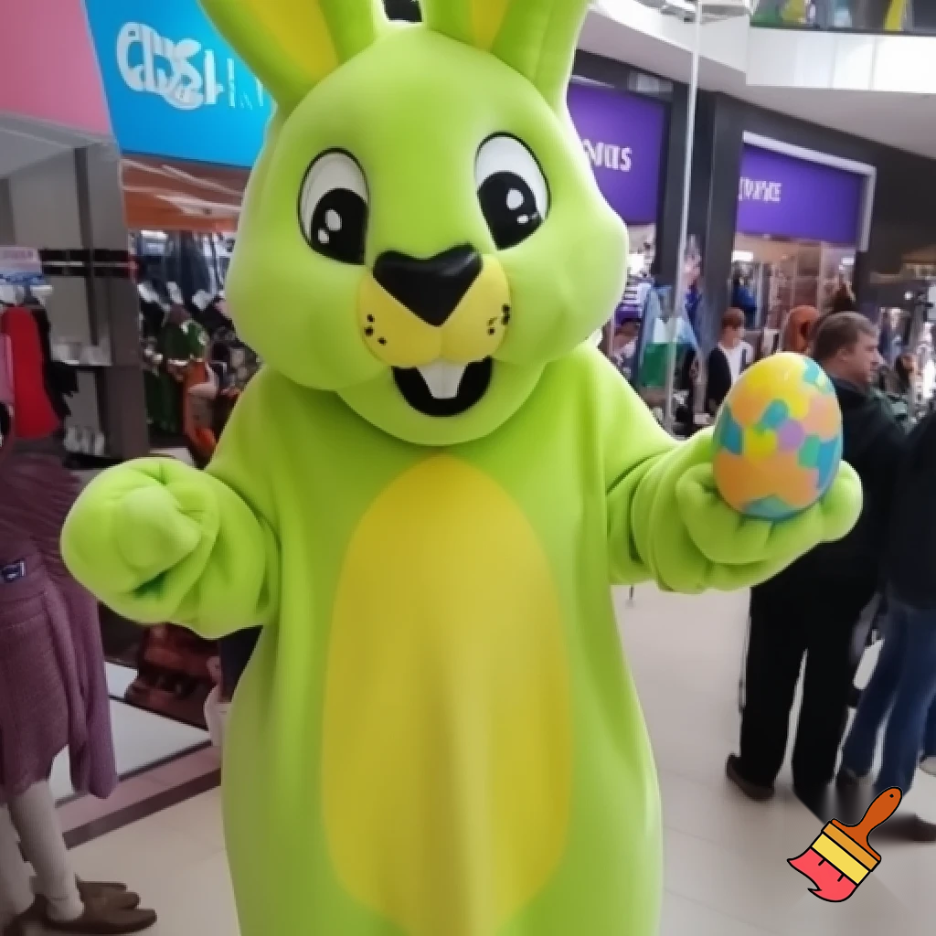 Easter bunny mascot costume shopping Centre
