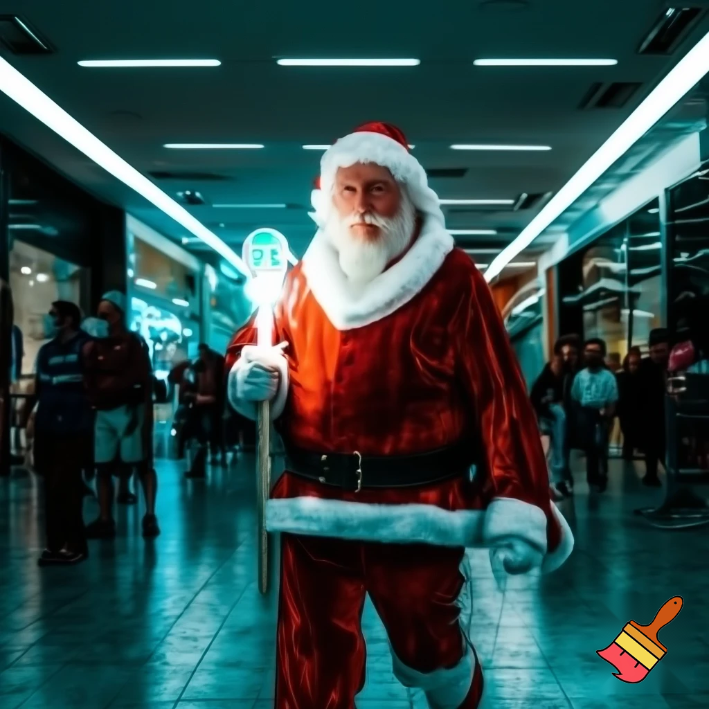 Santa Claus magic walking stick staff Russia shopping Centre Australia shopping immune in a star